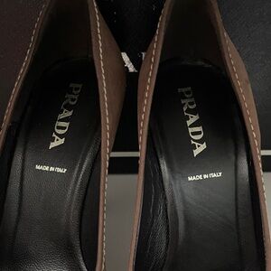 Prada Women's Elegant Brown Peep-Toe Heels